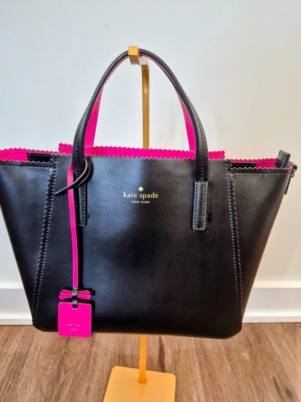 kate spade Black Tote with Hot Pink Trim and Tag